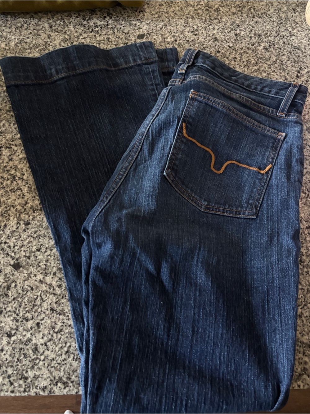 Kimes Ranch Women's Bootcut Jeans in Dark Blue with Copper Stitching